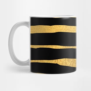 Black Gold colored abstract lines pattern Mug